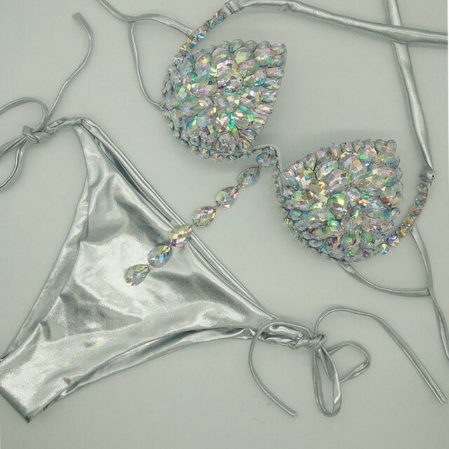 Rhinestone Bikini Set Bling Stones Swimwear Diamond