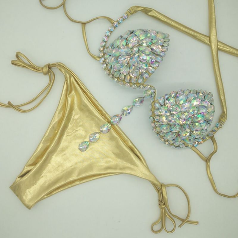Rhinestone Bikini Set Bling Stones Swimwear Diamond
