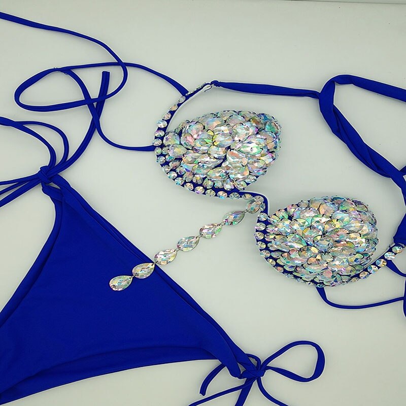 Rhinestone Bikini Set Bling Stones Swimwear Diamond