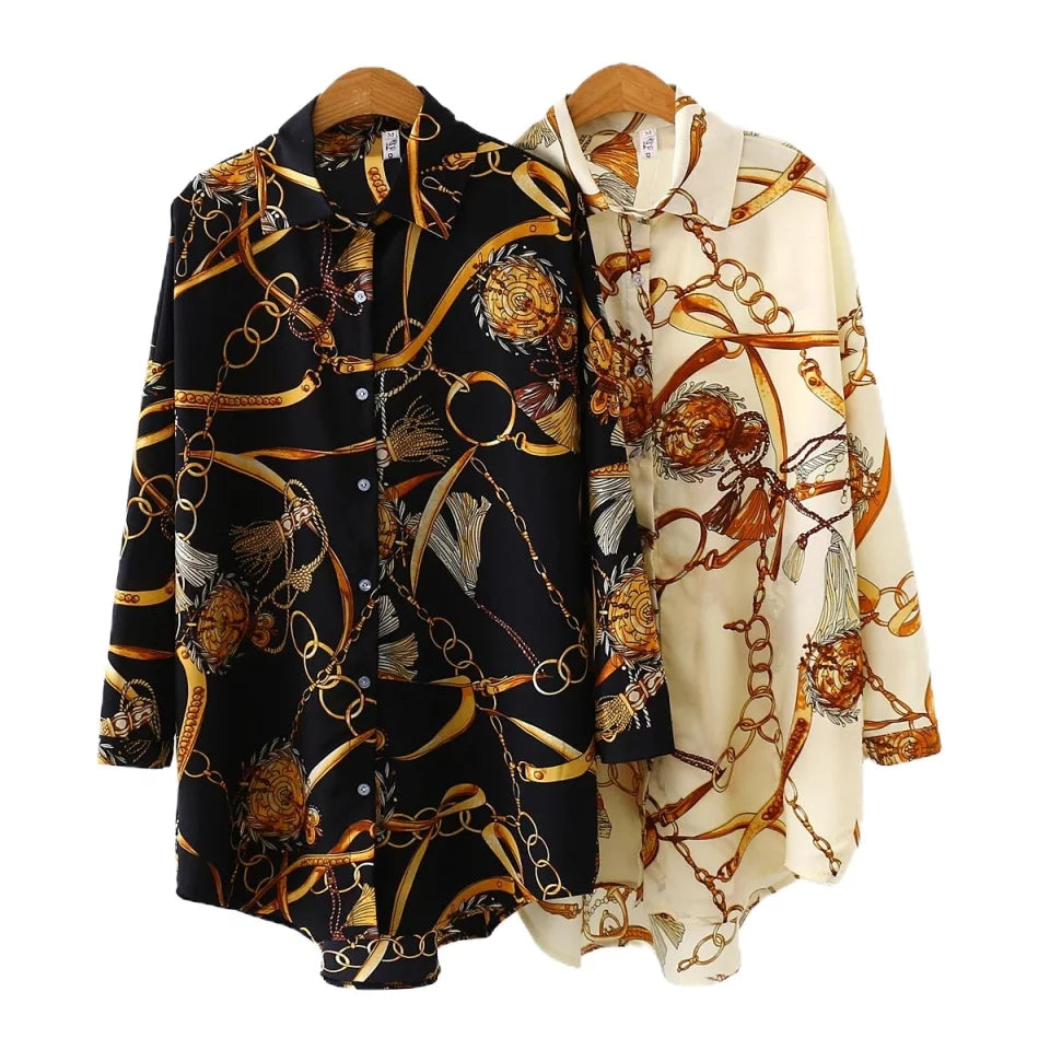 Spring chiffon Blouse three quarter sleeve Loose Shirts