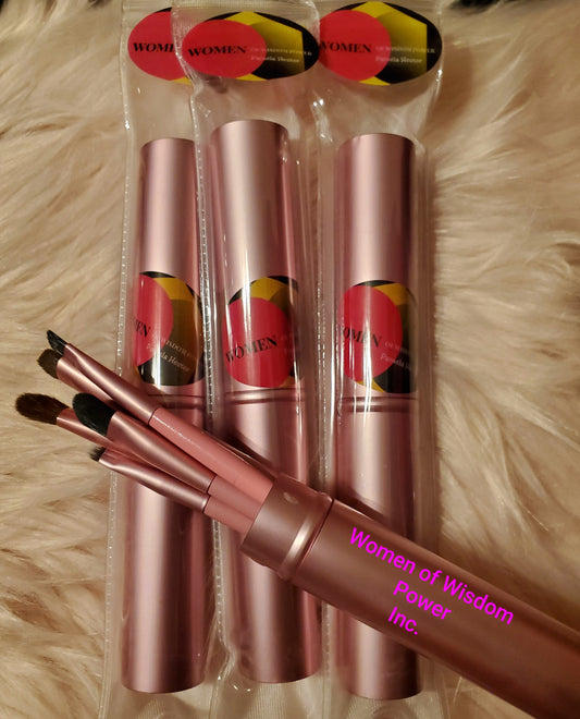 5 PIECE SET PINK MAKEUP BRUSHES TUBE