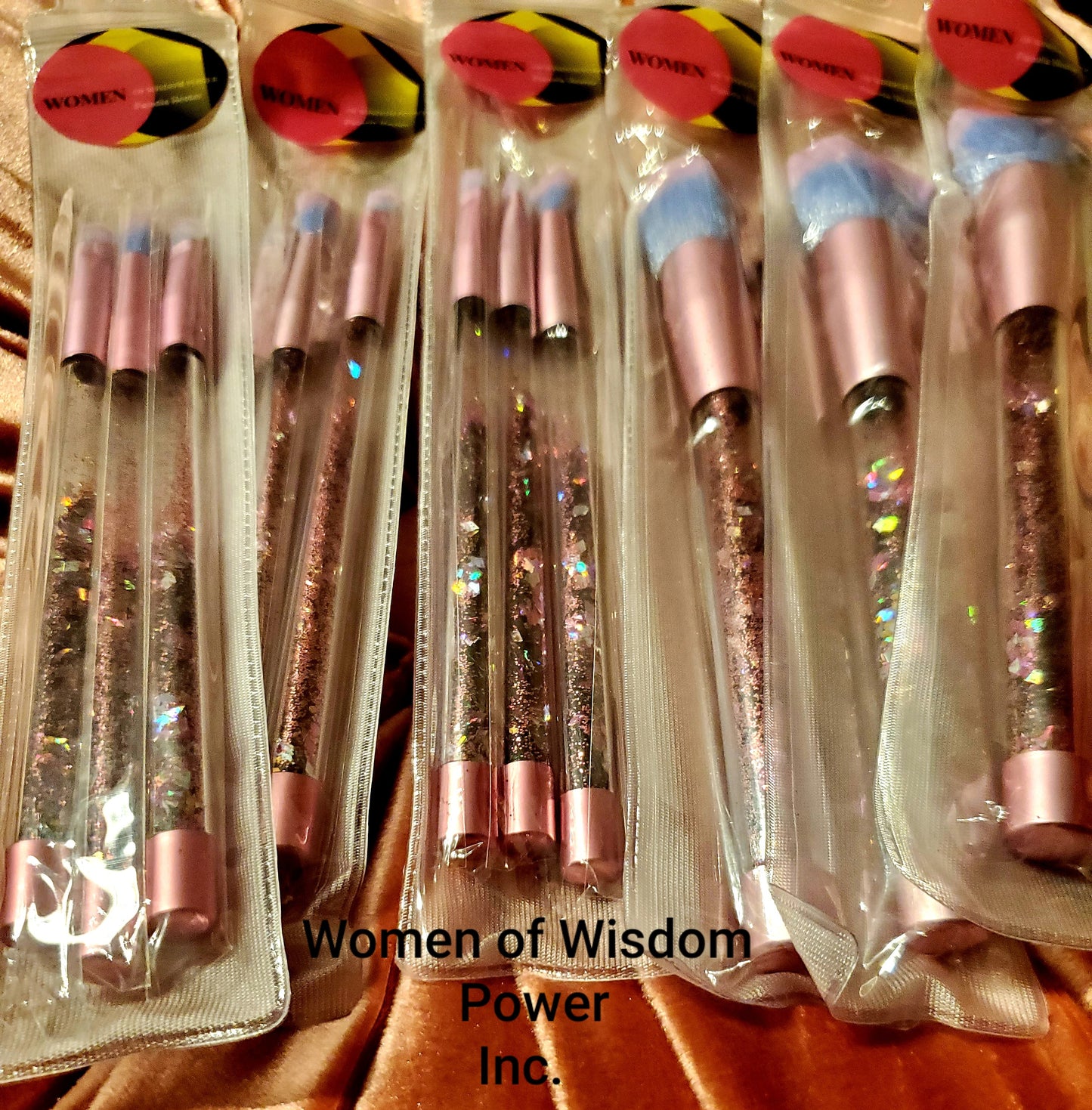 4 PIECE SET COTTON CANDY COLOR HANDLE GLITTER MAKEUP BRUSHES