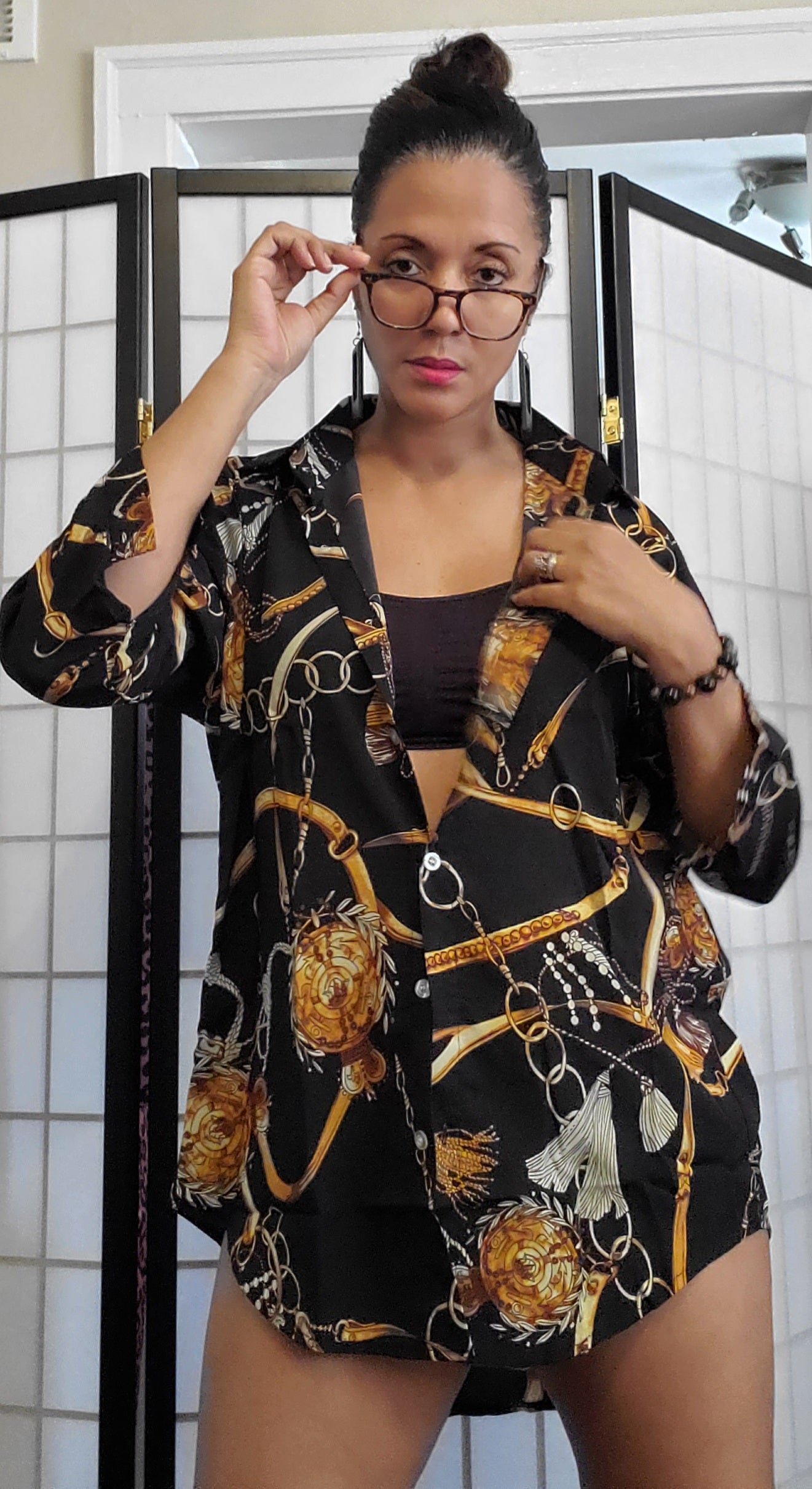 Spring chiffon Blouse three quarter sleeve Loose Shirts