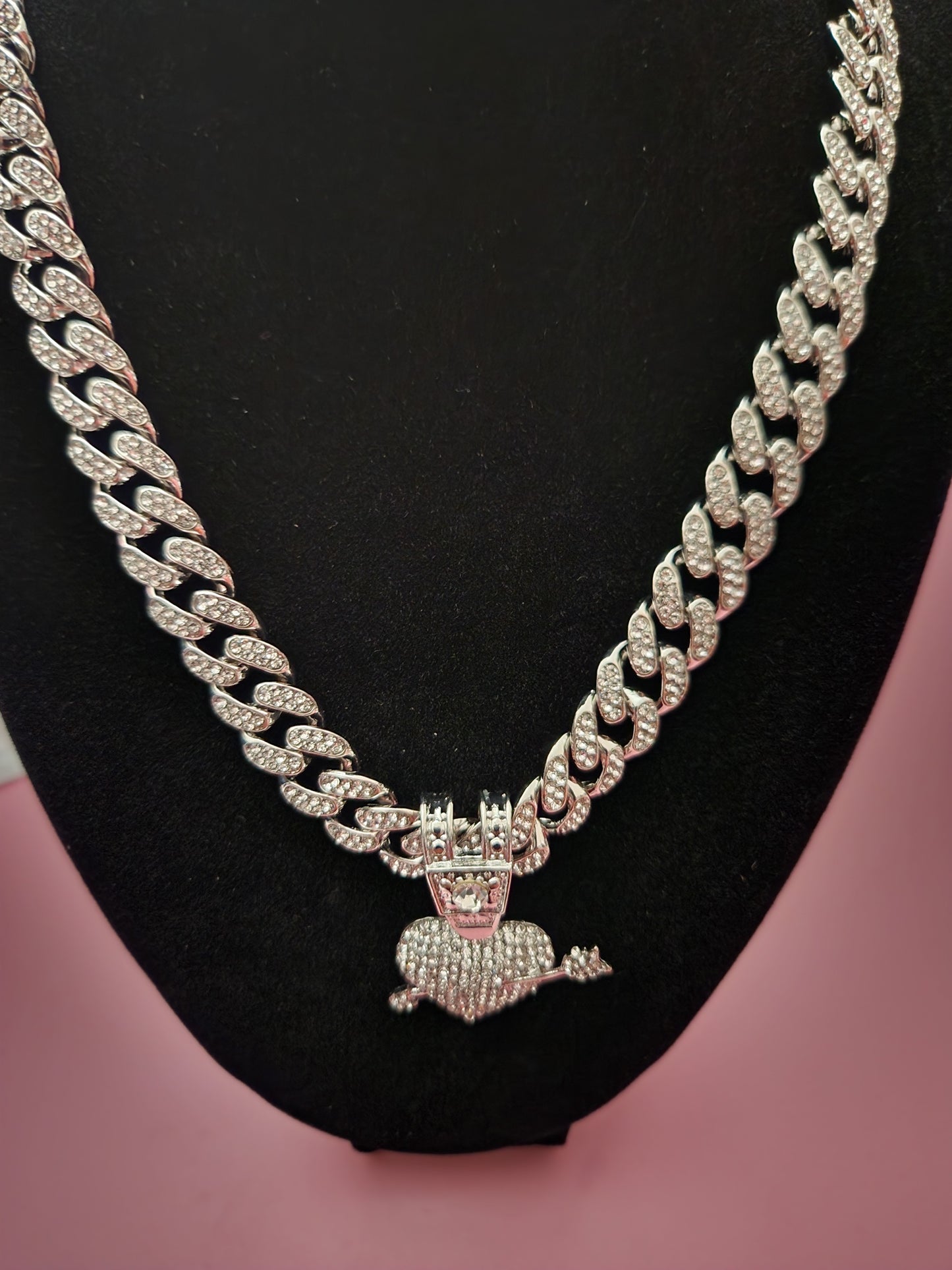 Iced out Miami Link Love Heart Charm