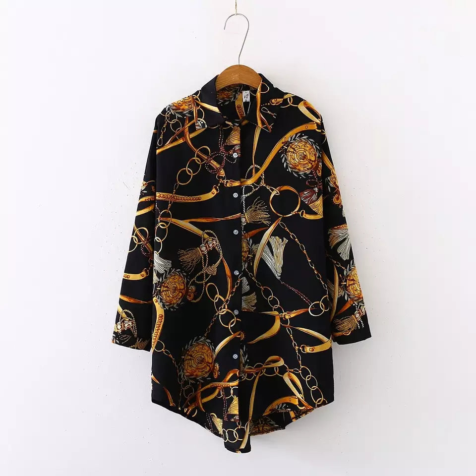 Spring chiffon Blouse three quarter sleeve Loose Shirts
