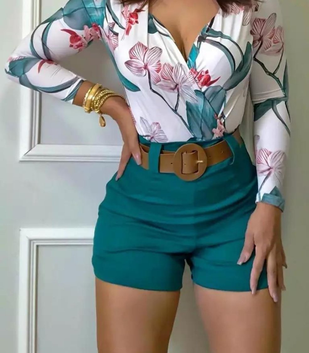 Floral Print Shorts 2 Piece Set