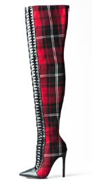 Pink Palms Shoes Shiny Sequined Over the Knee Thigh High Boots Cross