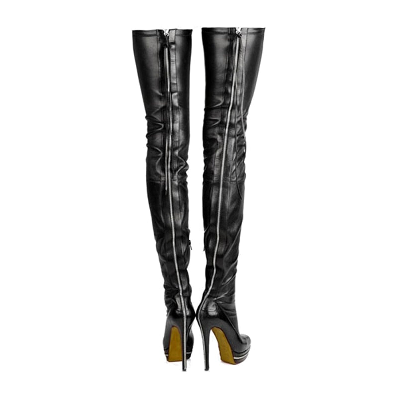 Boots Stretch Over the Knee High Heels Shoes Woman Plus Size