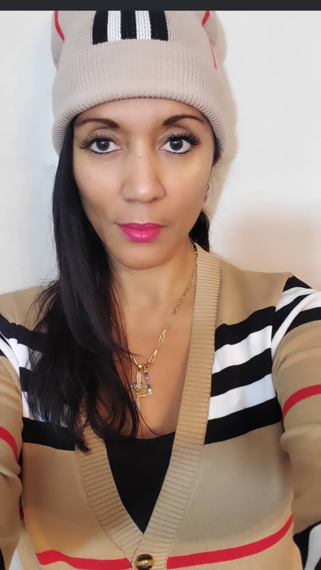 Cashmere Cardigan knitted Sweater & Beanie Hat