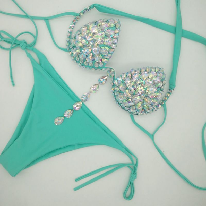 Rhinestone Bikini Set Bling Stones Swimwear Diamond