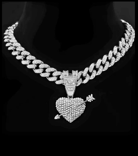Iced out Miami Link Love Heart Charm