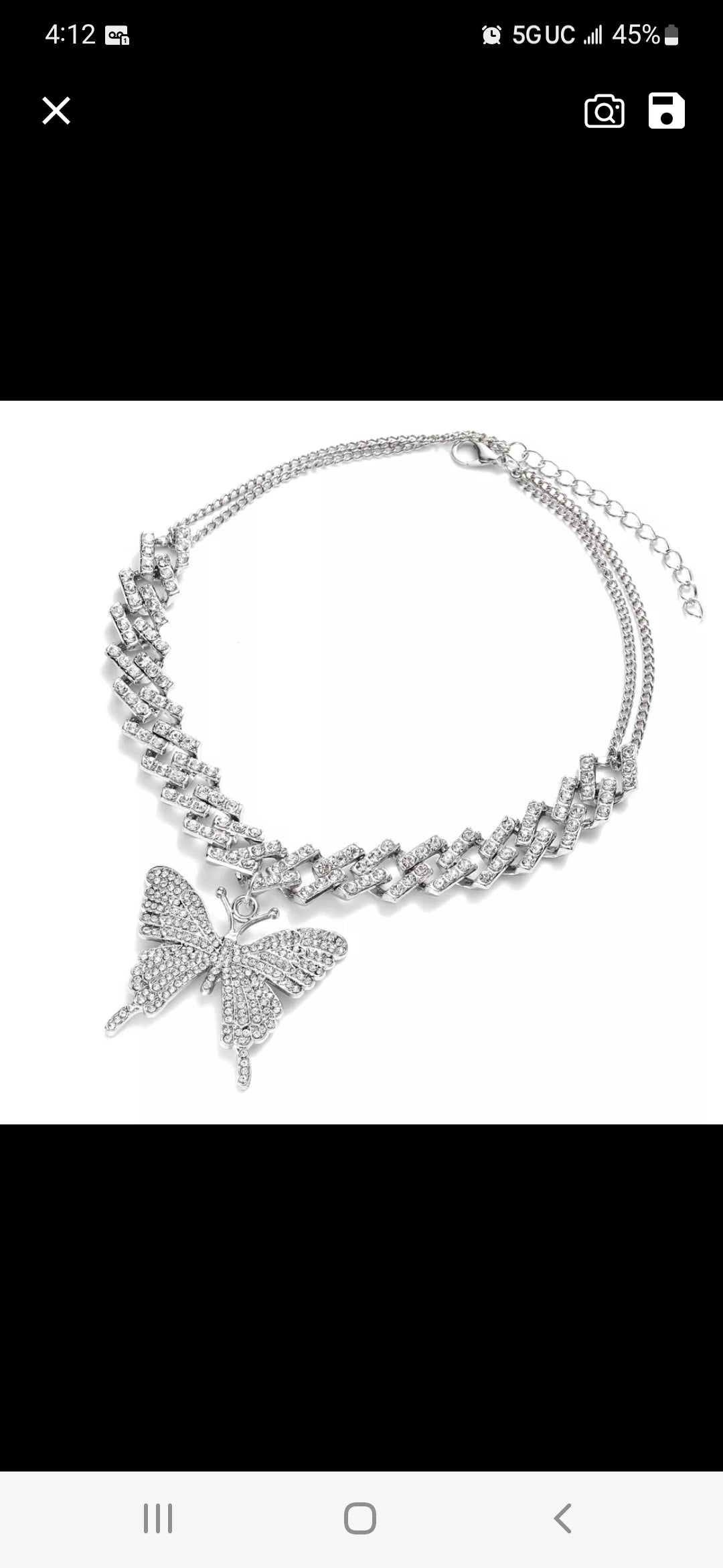 Big Butterfly Necklace Cuban Link Chain